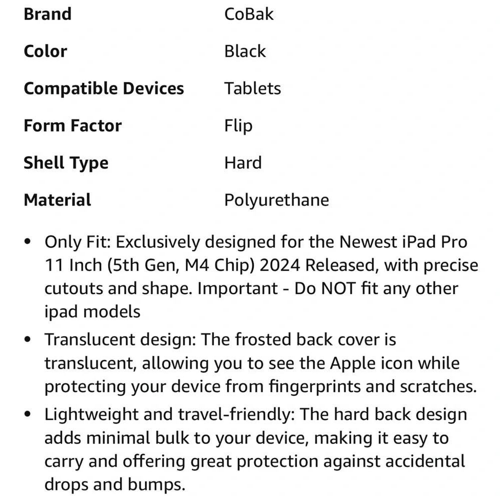 Black iPad Pro 11” slim case with cover